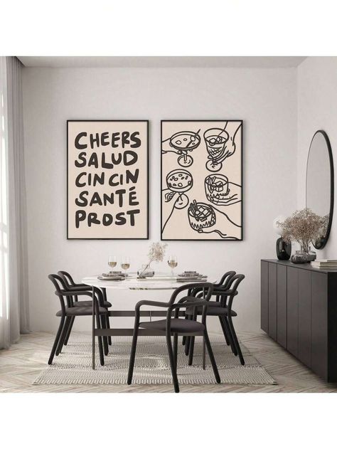 Set Of 2 Cheers Canvas Paintings,Retro Wine Poster, Black Cin Cin Salud Print, Funky Bar Cart Wall Art, Vintage Cocktail Sketch Home Decor,Unframed 19.6x27.5 Inch | SHEIN USA Vintage Bar Cart Prints, Funky Bar Cart, Cocktail Sketch, Cheers Poster, Funky Bar, Room Staging, Bar Cart Wall, Cheer Posters, Vintage Bar Carts