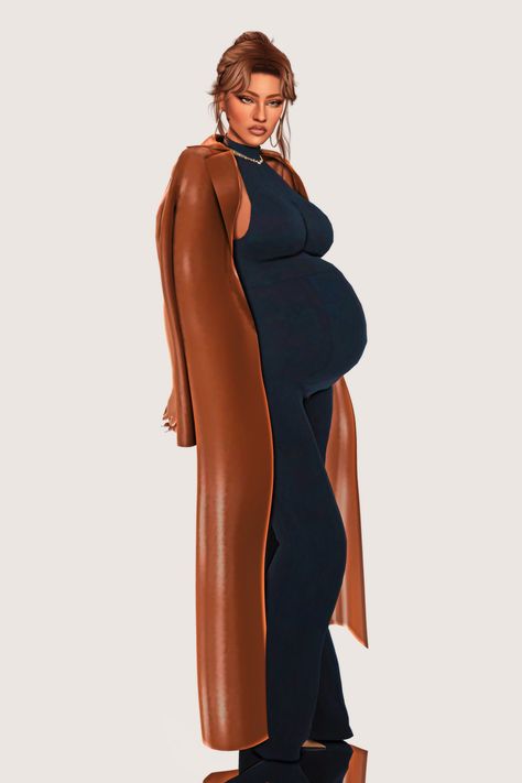 Pregnant Sims, Sims Pregnant, Bag Poses, Ts4 Lookbook, Corset Pants, Maternity Looks, Tights And Heels, Coat Shoes, Top Jeans