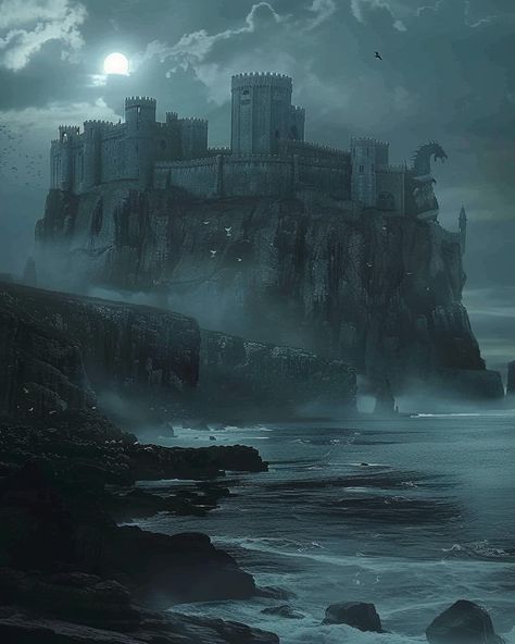 Dragonstone | Instagram Dark Castle, Fantasy City, Fantasy Castle, Fantasy Places, House Of Dragons, A Castle, Fantasy Dragon, Fantasy Aesthetic, Fantasy Artist