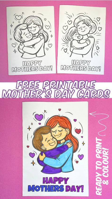 Free printable cards for children to colour in for mothers day.  - Easy handmade mothers day craft for kids    - Mother’s Day activities for kids Mothers Day Craft, Free Printable Cards, Easy Handmade, Monthly Newsletter, Mothers Day Crafts For Kids, Family Ideas, Fun Craft, Craft For Kids, Mothers Day Crafts