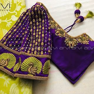 Embroidery for classy lovers #simple #neat #bride #bridalwear #bridaloutfit #southindianbride #southindianwedding #wedding #marriage… Arvi The Couturier, Work Blouse Designs Latest, Work Blouse Designs, Patch Work Blouse Designs, Mirror Work Blouse Design, Blouse Designs Catalogue, Wedding Saree Blouse Designs, Cutwork Blouse Designs, Wedding Blouse Designs