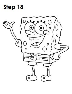 Draw SpongeBob SquarePants Step 18 Spongebob Easy Drawing, Spongebob Outline, Spongebob Squarepants Drawing, How To Draw Spongebob, Spongebob Coloring Pages, Draw Spongebob, Spongebob Tattoo, Spongebob Coloring, Spongebob Drawings