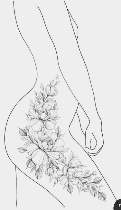 Tattoo Bein Frau, Tattoos Hip, Floral Hip Tattoo, Floral Thigh Tattoos, Waist Tattoos, Hip Thigh Tattoos, Hip Tattoos, Hip Tattoos Women, Thigh Tattoos