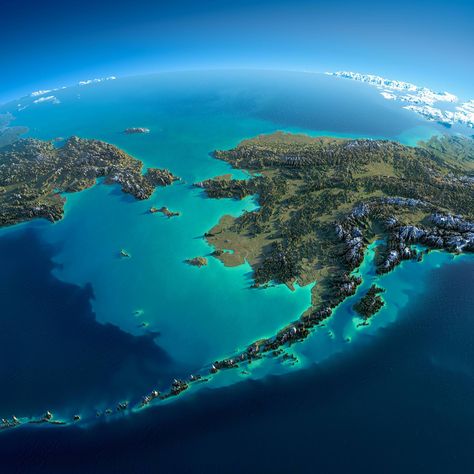 Exaggerated relief map of Chukotka, Alaska and the Bering Strait﻿ [5000 x 5000] Bering Strait, Rpg Map, World Geography, Relief Map, Earth From Space, Of The Earth, Mountain Range, Planet Earth, Aerial View