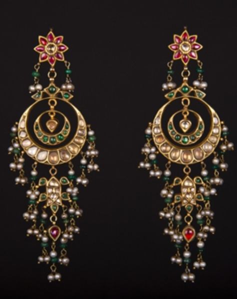 Love it to max Polki Chandbali, Jewerly Stones, Jadau Earrings, Vintage Indian Jewelry, Chand Bali, Rajputi Jewellery, Indian Jewelry Earrings, Antique Jade, Art Islamic