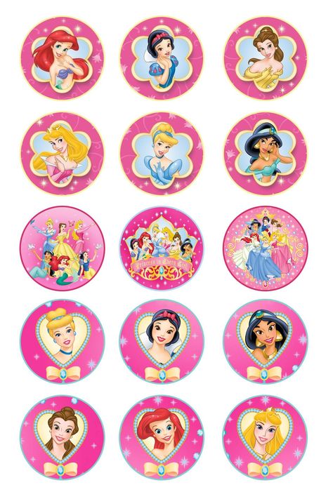 Free Disney Princess Bottle Cap Images Disney Princess Stickers Free Printable, Minnie Mouse Water Bottle Labels, Best Birthday Images, Disney Princess Cupcakes, Cupcake Toppers Free, Princess Cupcake Toppers, Bottle Cap Jewelry, Disney Princess Birthday Party, Water Bottle Labels Template