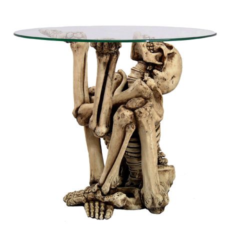 Skeleton Table Weird Furniture, Gothic Furniture, Goth Home, Goth Decor, Cool Tables, A Skeleton, Interesting Design, Skull Decor, Gothic Decor