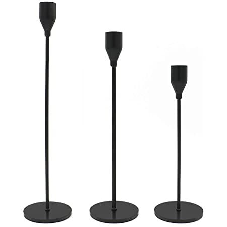 Set of 3 Candle Holders Rose Gold Matte Black Taper Candlesticks Wedding Dinning Party Table Decorative Candelabra Modern Holder for 3/4 Inch Thick Candle & LED Candles: Amazon.co.uk: Kitchen & Home Frosted Candle Holders, Black Candlestick Holders, Metal Candle Stand, Black Candle Holders, Candle Sticks Wedding, Tall Candlesticks, Gold Candle Sticks, Candleholder Centerpieces, Crystal Candle Holder