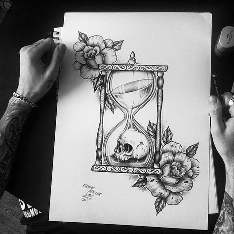 #edwardmiller #skull #hourglass for a custom design email me or DM Pirate Tattoo, Hourglass Tattoo, Tattoo Zeichnungen, Geniale Tattoos, Sketch Tattoo Design, Skull Tattoos, Tattoo Design Drawings, Memento Mori, Unique Tattoos