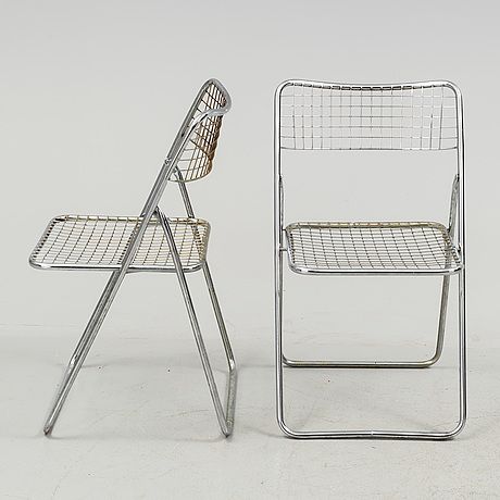 NILS GAMMELGAARD, five 'Ted Net' metal folding chairs from IKEA, 1970's/80's. - Bukowskis Reupholster Chair Dining, Metal Folding Chairs, Interior Design Minimalist, Reupholster Chair, Folding Chairs, Plywood Furniture, Bag Chair, Decor Minimalist, Interior Furniture