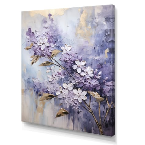 New Painting Ideas, Purple Flower Painting, Art Amour, Purple Painting, Pastel Lilac, Abstract Floral Art, Abstract Flower Painting, Textured Canvas Art, Art Texture