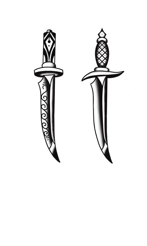 Knife Trad Tattoo, American Traditional Knife Tattoo, Knife Tattoo Traditional, Curved Dagger Tattoo, Old School Knife Tattoo, Knife Traditional Tattoo, Traditional Dagger Tattoo Design, American Traditional Dagger Tattoo, Dagger Traditional Tattoo