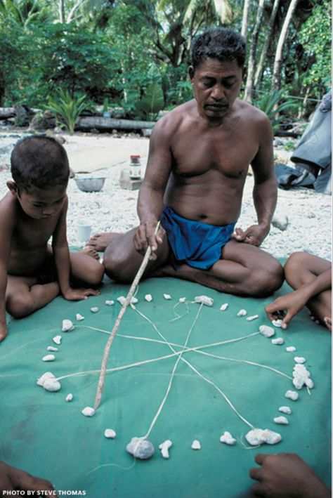 Seen here in Satawal in 1983, Mau Piailug uses a star compass to teach celestial navigation to his son. The Micronesian master is credited with restoring what had become a lost art among Hawaiians. Planting By The Moon, Celestial Navigation, Cloud Formations, Weather Cloud, The Doors Of Perception, Star Maps, Outrigger Canoe, Open Ocean, Star Map