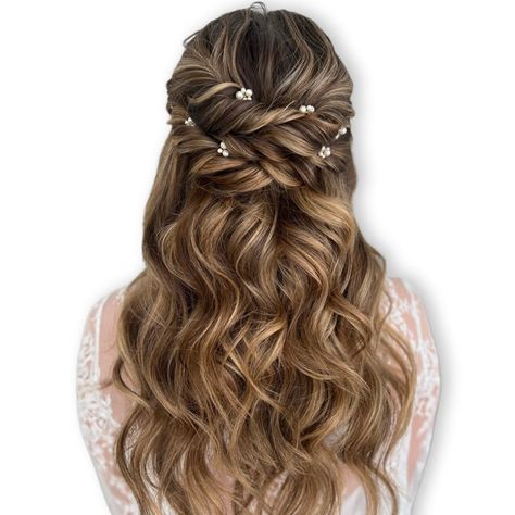 Pismo Pearl Hair Pins Easy Trendy Hairstyles, Bridal Braids, Long Hair Wedding Styles, Trendy Hairstyle, Wedding Hair Inspiration, Pearl Hair Pins, Bridal Hair And Makeup, Half Up Hair, Formal Hairstyles