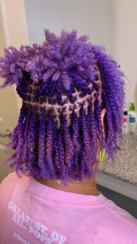 Locs With Purple Tips, Purple Locs Black Women, Lavender Locs, Colored Locs Black Women, Short Loc Styles For Women, Female Loc Styles, Unique Loc Styles, Latest Dreadlocks Styles, Purple Locs