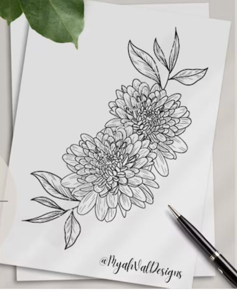 Larkspur Chrysanthemum Tattoo, Chrysanthemum And Moon Tattoo, Christanthium Flower Tattoo, Crysanthemum Tattoo Drawing, Chrysanthemum Mandala Tattoo, Crysthamum Flower Tattoo, Chrysanthemum Hip Tattoo, Chrysanthemum Tattoo Hip, Christhamum Flower Tattoo