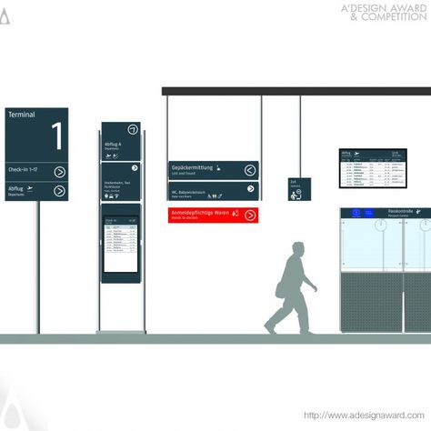 Silver A' Design Award Winner for Graphics and Visual Communication Design Category in 2019 -Geissert Thomas for Teamgeissert Wall Doodle, Airport Signage, Private Clinic, Guide System, Retail Signage, Visual Communication Design, Airport Design, Wayfinding System, Signage System