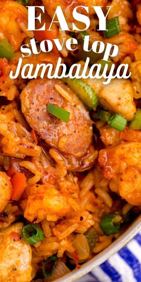 Stovetop Jambalaya, Jumbolia Recipes, Best Jambalaya Recipe, Jambalaya Recipe Easy, Cajun Dishes, Dinner Recipes For Two, Jambalaya Recipe, Dinner Recipes Healthy, Cajun Cooking