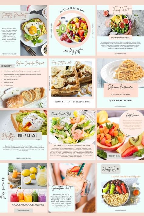 Instagram Business Template, Feed Planning, Food Instagram Post, Healthy Food Quotes, Ig Food, Menu Sans Gluten, Brand Social Media, Fruit Diet, Easy Summer Dinners