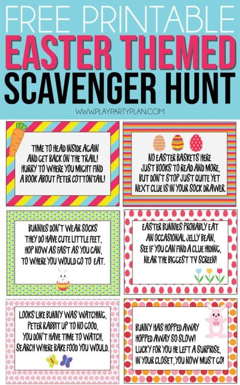 This Easter scavenger hunt is perfect for kids! With free printable clues for both indoor and outdoor, the printables are perfect for any home! And tons of ideas for prizes to leave with your riddles! Scavenger Hunt Easter Basket, Easter Egg Scavenger Hunt Clues, Easter Basket Hunt, Easter Riddles, Easter Scavenger Hunt Clues, Indoor Microgreens, Egg Hunt Clues, Easter Egg Scavenger Hunt, Easter Egg Hunt Clues