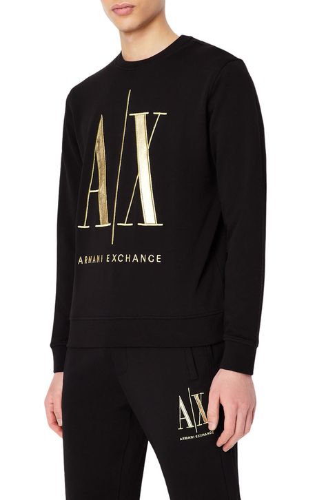 Armani Sweatshirt, Metallic Embroidery, Logo Art, Logo Sweatshirt, Shirt Collection, Armani Exchange, Art Logo, Curator Style, Mens Sweatshirts