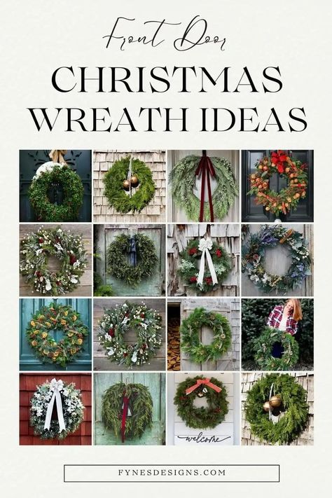 Luxurious Natural Christmas Wreath Ideas For Your Front Door | Fynes Designs Diy Natural Wreaths For Front Door, Natural Christmas Wreaths For Front Door, Simple Christmas Wreaths For Front Door, Front Door Christmas Wreath Ideas, Christmas Door Wreaths Ideas, Vine Wreath Ideas, Live Christmas Wreaths, Natural Christmas Wreath, Natural Christmas Wreaths