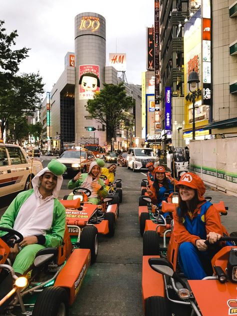 Mario Kart Racing Tokyo, Mario Kart In Real Life, Real Life Mario Kart Japan, Japan Mario Kart, Tokyo Mario Kart, Real Life Mario Kart, Tokyo Activities, Tokyo Photoshoot, Snowboarding In Japan