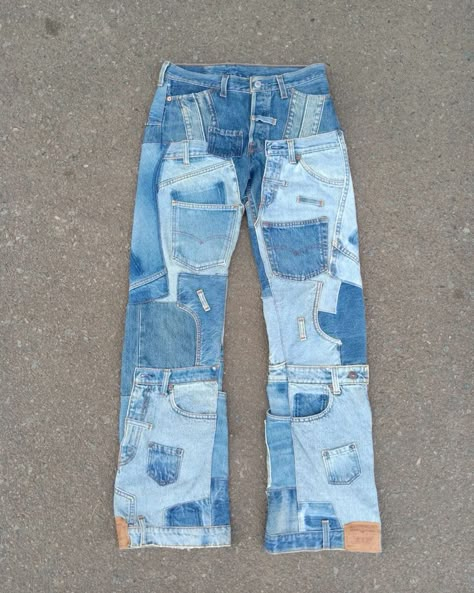 Reworked Jeans, Jean Ideas, Denim Diy Clothes, Reworked Denim, Jeans Street Style, Trening Fitness, Denim Inspiration, Diy Clothes Design, Custom Jeans