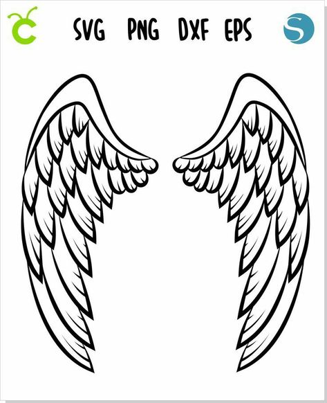 Cricut Angel Wings, Angel Wings Template, Cricut Angel, Angel Wing Silhouette, Wings Template, Png Angel, Winged Stencil, Angel Wings Png, Angel Svg