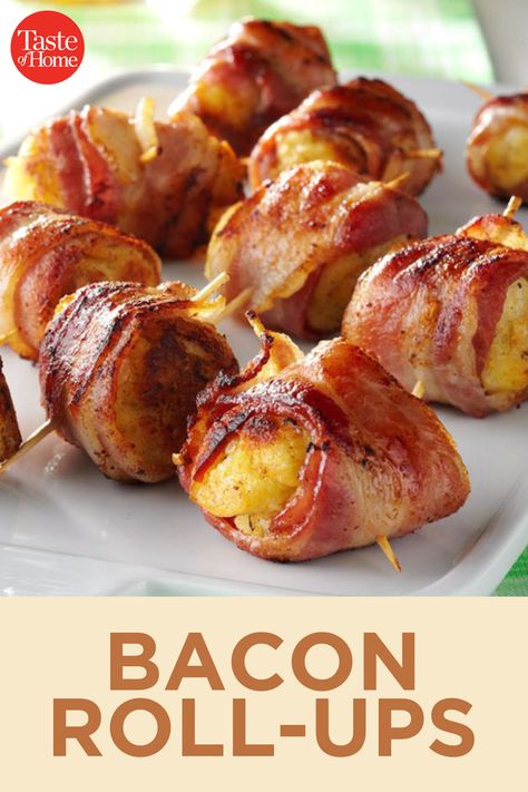 Bacon Roll-Ups Bacon Roll, Creamy Chicken Soup, Breakfast Rolls, Dinner On A Budget, Cream Pie Recipes, Chicken Sweet Potato, Family Recipe, Fries In The Oven, Roll Ups