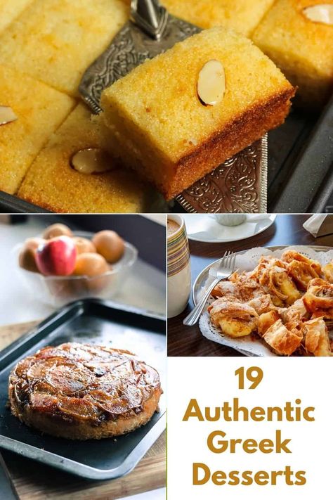 Whether you are missing the Greek Isles or wanting to just give the dessert table a shake-up, check out our list of 19 authentic Greek desserts here! Authentic Greek Desserts, Greek Desserts Authentic, Mediterranean Deserts, Greek Desserts Easy, Greek Halva, Vegetarian Greek Recipes, Greek Rice Pudding, Deep Fried Donuts, Greek Dessert