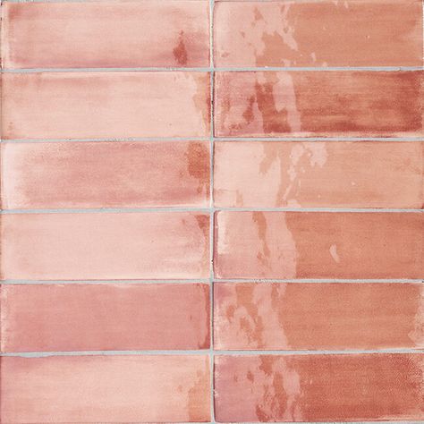 Sartoria T-Brick - Casa Ceramica Pink Bathroom Tiles, Peach Bathroom, Brick Wall Tiles, Color Durazno, Glazed Brick, Interior Tiles, Glazed Walls, Country House Interior, Pink Tiles