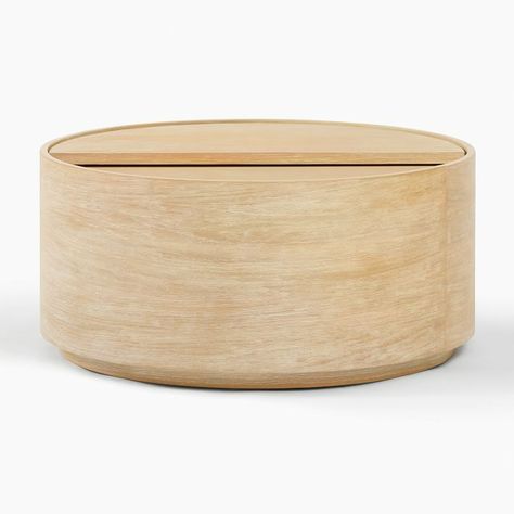 Volume Round Storage Coffee Table | West Elm Round Drum Coffee Table, West Elm Coffee Table, Storage Coffee Table, Pedestal Coffee Table, Drum Coffee Table, Display Coffee Table, Industrial Storage, Round Storage, Winter Wood