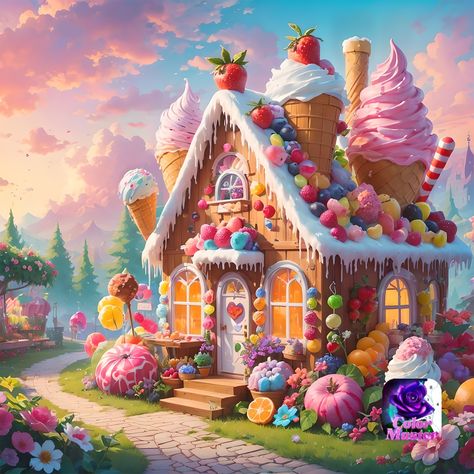 Candyland Painting, Candyland Background, Fantasy Bakery, Food Creatures, Vrindavan Photography, Vrindavan Photography Pictures, Candy Castle, Dessert Illustration, Aesthetic Artwork