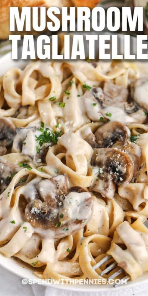 Mushroom Fettuccine Alfredo, Mushroom Tagliatelle, Mushroom Fettuccine, Tagliatelle Recipe, Mushroom Pasta Sauce, Pasta Creamy, Tagliatelle Pasta, Mushroom Recipes Pasta, Creamy Mushroom Pasta