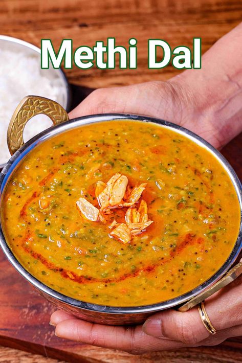 Methi Dal Fry Recipe - Dhaba Style Daal Recipe Indian, Toor Dal Recipe, Dal Fry Recipe, Vegeterian Dishes, Methi Recipes, Dal Fry, Toor Dal, North Indian Recipes, Curry Recipes Indian