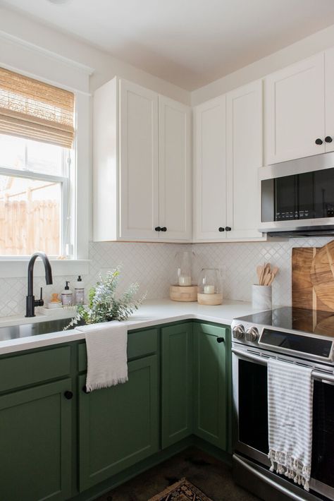 PORTFOLIO — Lauren DeBello Interiors Small Kitchen Green, Kitchen With Green Cabinets, Green Cabinet, Green Cabinets, Custom Kitchen Cabinets, Kitchen Dinning, Kitchen Cabinet Colors, Kitchen Redo, Kitchen Inspo