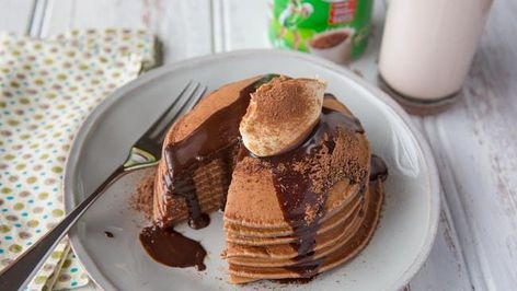 Milo recipes by Tristan Lutze: Milo Fudge, Milo cheesecake, Milo pancakes Milo Recipe, Chocolate Day, Australia Day, Pancakes And Waffles, Fudge, Food Ideas, Hot Chocolate, Waffles, Pancakes