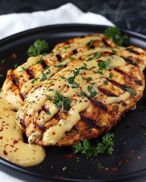 Spicy Grilled Chicken with Homemade Cheddar Sauce Chicken Aesthetic Food, Grilled Chicken And Rice, Dirty Chicken, Honey Baked Chicken, Cheddar Sauce, Spicy Grilled Chicken, Chicken Tonight, Food Fest, Pumpkin Soup Recipe