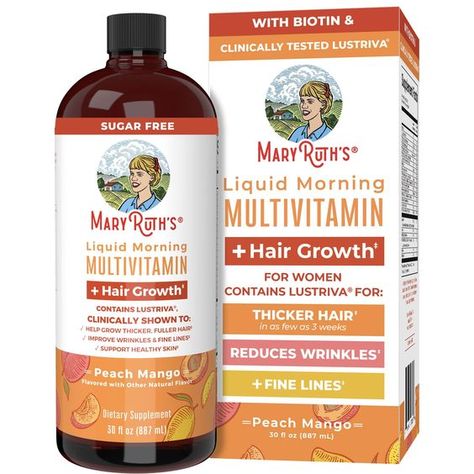 PRICES MAY VARY. HAIR GROWTH PRODUCT: We’ve formulated a multivitamin not only to support your daily wellness but also to support your hair growth and skin health. Lustriva, included in this formula, is clinically proven for hair growth by increasing hair thickness in women in as early as 3 weeks! MARY RUTH MULTIVITAMIN HAIR GROWTH: Clinically tested Lustriva is also shown to reduce facial wrinkles and fine lines, and improve skin texture. Also included are vitamin C, B complex vitamins, vitamin Increase Hair Thickness, Vitamins For Hair, Liquid Multivitamin, Accelerate Hair Growth, Aloe Vera Hair Mask, Hair Growth Women, Biotin Hair Growth, Aloe Vera For Hair, Facial Wrinkles