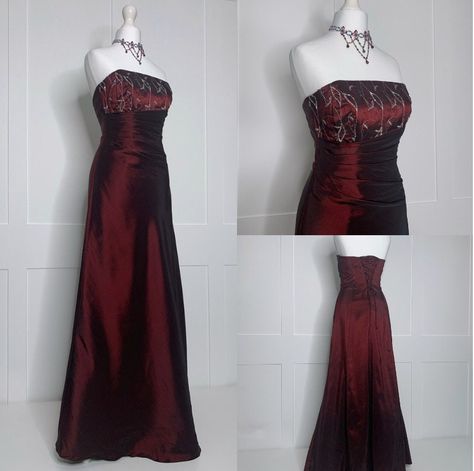 Red And Black 90s Prom Dress, Prom Dress Red And Black, Red And Black Prom Dress, 90s Formal Dress, Vampire Life, Wine Red Prom Dress, Angelic Dress, 90s Prom Dresses, Fancy Attire