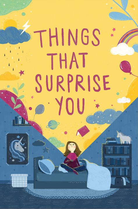 A Book Jaket designed for a middle grade novel titled "Things That Surprised You", written by Jennifer Maschari and published by HarperCollins. Spot Illustration, Posca Art, Book Cover Illustration, 강아지 그림, Art Et Illustration, Kids' Book, Illustrations And Posters, Children's Book Illustration, Illustration Vector