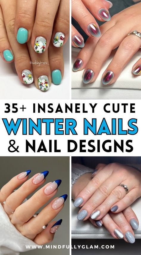 winter nails Ski Nails, Nail Polish Short Nails, Nail Design For Beginners, Nails Diy At Home, Easy Flower Nail Art, Daisy Nail Design, Winter Gel Nails, Easy Nail Art For Beginners, Nails Snow