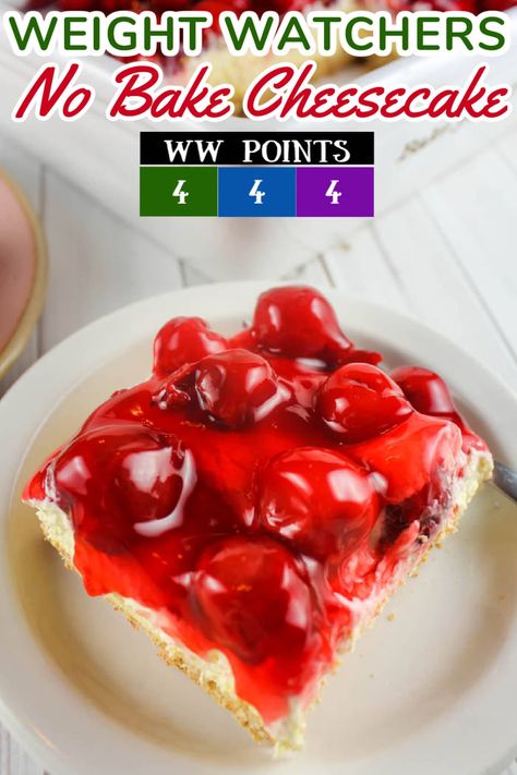 Low Calorie Cherry Cheesecake, Zero Point Cheesecake Weight Watchers, No Bake Cheesecake Low Calorie, Ww Cherry Cheesecake, Weight Watchers Cherry Cheesecake, Ww No Bake Cheesecake, Ww Zero Point Cheesecake, Easy Layered Dessert Recipes, Low Calorie Cheesecake No Bake