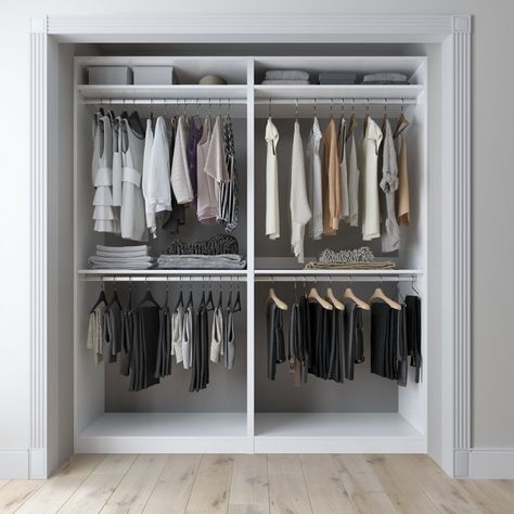 Closet & CO 72" Closet System | Wayfair Ikea Wardrobe Closet, Bathroom 2023, Organiser Son Dressing, Closet Factory, Model Chic, Closet Solutions, Wood Organization, White Closet, Closet Hacks Organizing