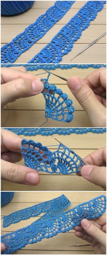 Simple Lace Crochet Pattern, Lace Edging Crochet, Crochet And Ribbon, Simple Crochet Lace, Crochet Lace Cord, Crochet Lace Edging Simple, Crochet Trims And Borders, Crochet Ribbon Pattern, Crochet Simple Projects