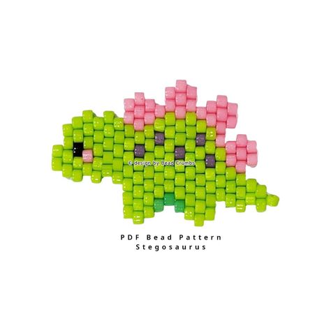 Stegosaurus bead pattern. I chose the green dinosaur but those spikey plates are calling to be made in rainbow colors. I'm quite sure… | Instagram Seed Bead Dinosaur, Beaded Dinosaur Pattern, Beaded Unicorn Pattern, Beaded Brick Stitch Patterns, Seed Bead Animals Patterns, Perler Bead Dinosaur, Beaded Dinosaur, Seed Bead Ideas, Pony Bead Animals