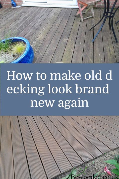 Refinishing Deck Diy, How To Refinish A Deck, Repainting Deck Wood, Wooden Deck Paint Ideas, Refinish Deck Wood, Decking Paint Ideas Colour, Budget Deck Makeover, Painted Decking Ideas, Deck Refinishing Ideas