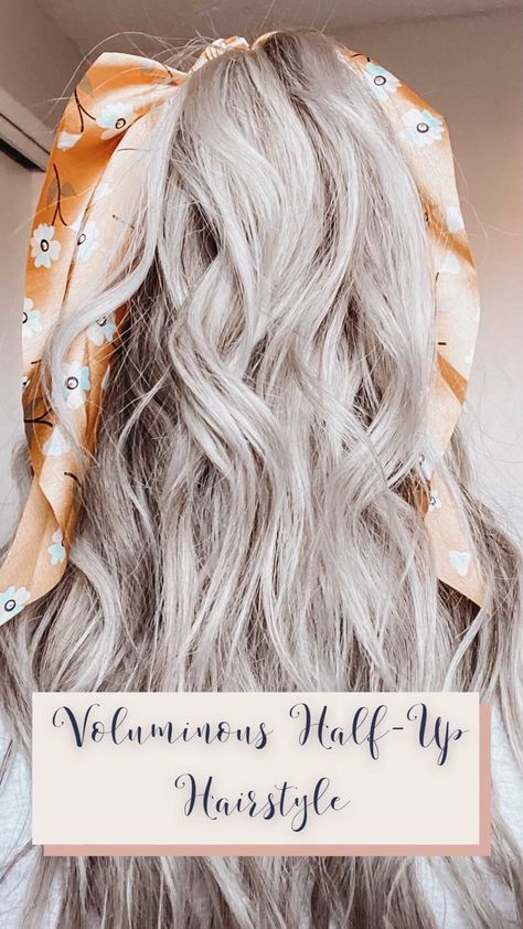 Half Up Hair Scarf, Half Up Half Down Hair With Scarf, Half Up Hair With Scarf, Half Up Scarf Hairstyles, Hair Scarf Styles Tutorials, Voluminous Half Up Half Down, Quick Half Up Hairstyles, Half Up Hair Do, Easy Hair Tutorials