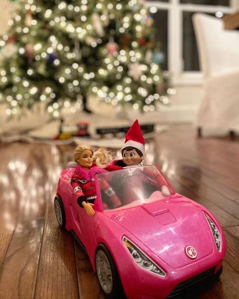 Plan a Playdate With Barbie Barbie Car Elf On The Shelf, Elf On The Shelf Barbie Dream House, Elf In Barbie Car, Barbie And Elf On The Shelf, Elf On The Shelf Barbie Car, Elf With Barbie Ideas, Elf Barbie Ideas, Elf On The Shelf Ideas With Barbie, Elf And Barbie Ideas